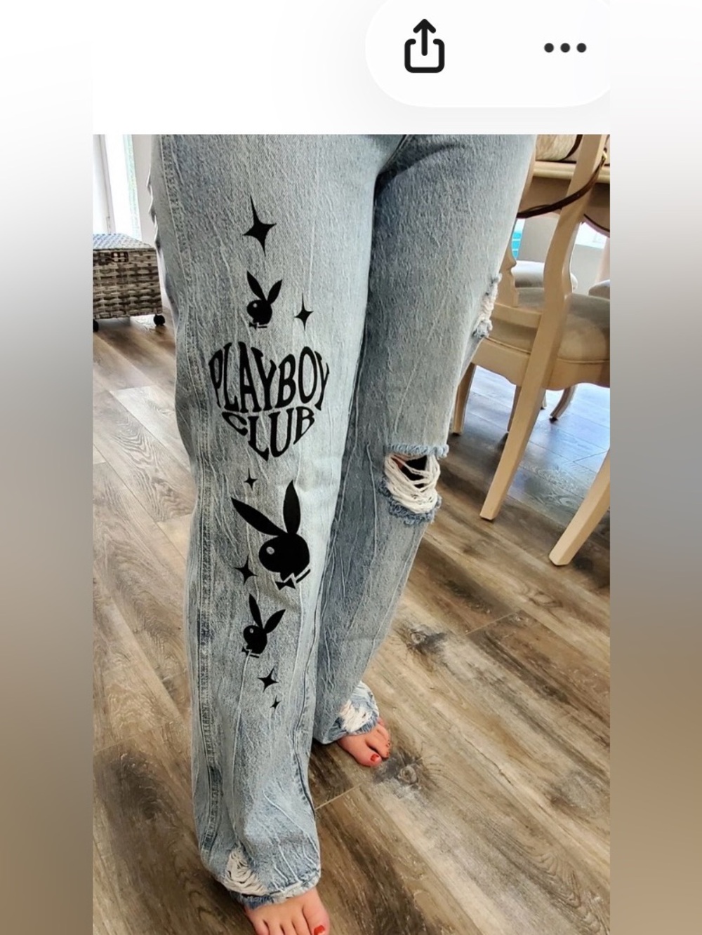 PLAYBOY Light Blue Wide-Leg Jeans with Black Graphic